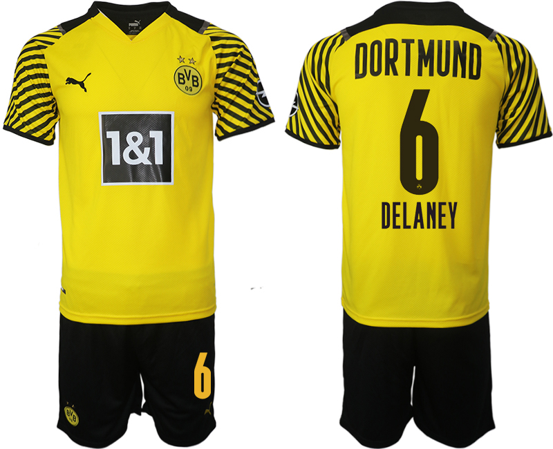 Men 2021-2022 Club Borussia Dortmund home #6 yellow Soccer Jersey->borussia dortmund jersey->Soccer Club Jersey